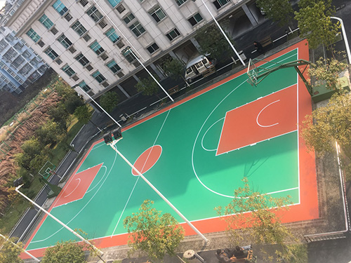 湖南怀化市新晃县检察院塑胶篮球场 硅PU球场 篮球施工